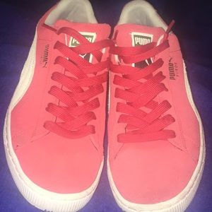 Red puma shoes
